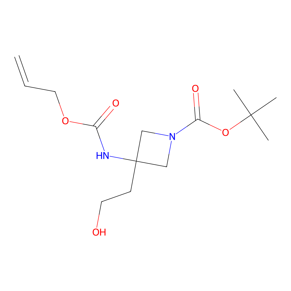 Tert-butyl 3-(2-hydroxyethyl)-3-{[(prop-2-en-1-yloxy)carbonyl]amino}azetidine-1-carboxylate molecular structure, CAS 2680826-36-0