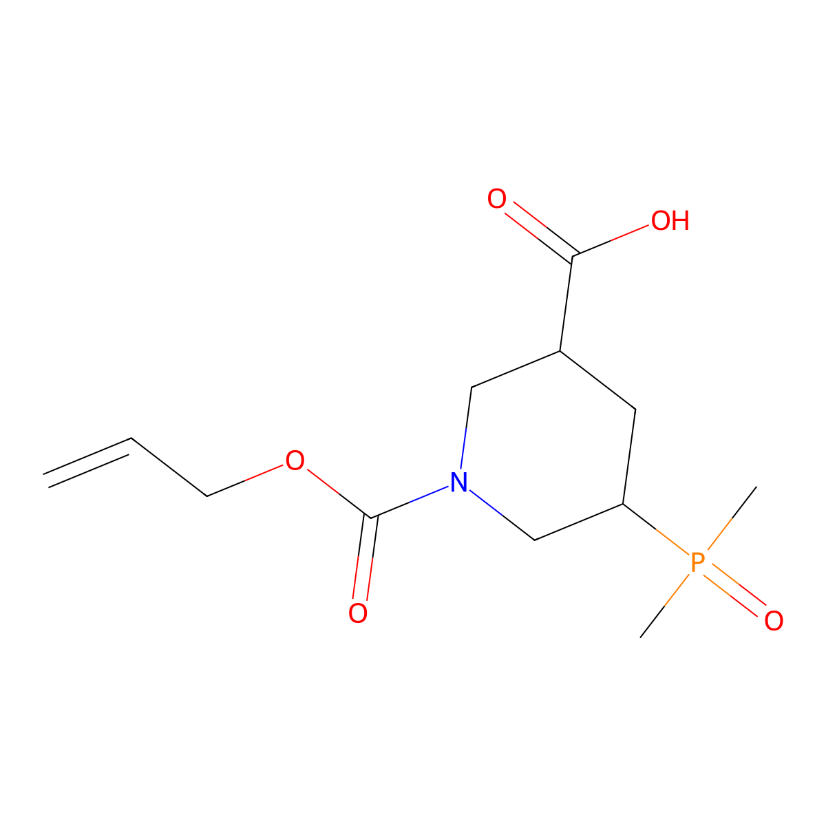 5-(Dimethylphosphoryl)-1-[(prop-2-en-1-yloxy)carbonyl]piperidine-3-carboxylic acid molecular structure, CAS 2680826-37-1