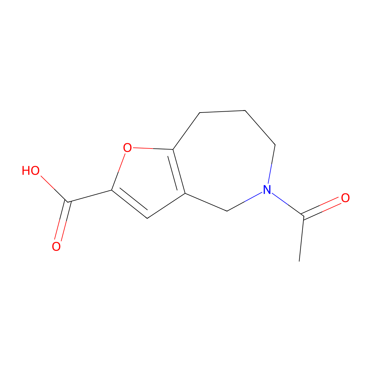 5-acetyl-4H,5H,6H,7H,8H-furo[3,2-c]azepine-2-carboxylic acid molecular structure, CAS 2680826-46-2