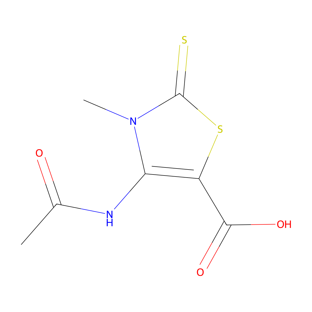 4-Acetamido-3-methyl-2-sulfanylidene-2,3-dihydro-1,3-thiazole-5-carboxylic acid molecular structure, CAS 2680826-48-4