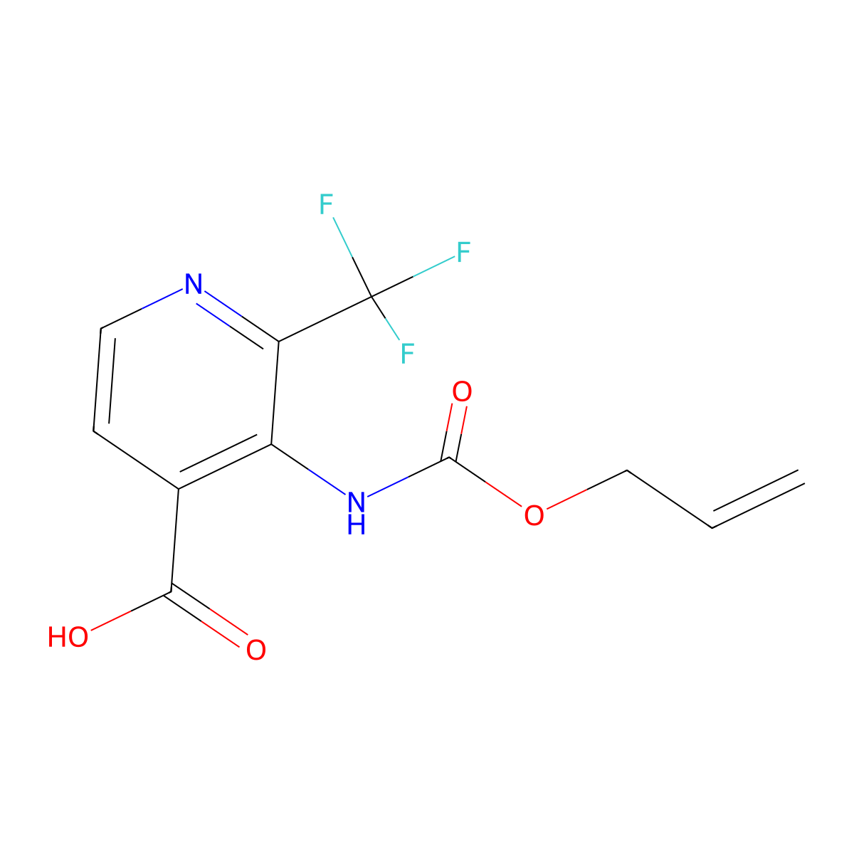 3-{[(Prop-2-en-1-yloxy)carbonyl]amino}-2-(trifluoromethyl)pyridine-4-carboxylic acid molecular structure, CAS 2680826-52-0