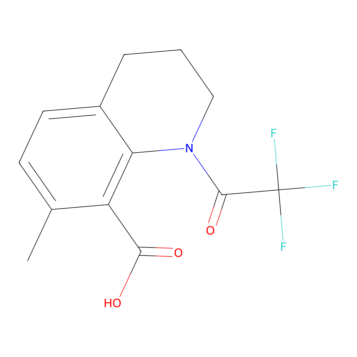 7-Methyl-1-(2,2,2-trifluoroacetyl)-1,2,3,4-tetrahydroquinoline-8-carboxylic acid molecular structure, CAS 2680826-56-4