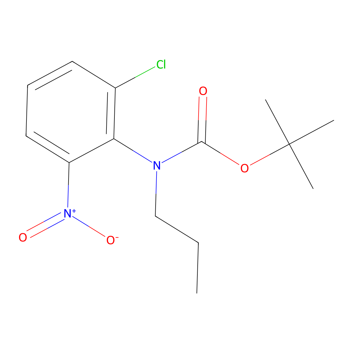tert-butyl N-(2-chloro-6-nitrophenyl)-N-propylcarbamate molecular structure, CAS 2680826-57-5