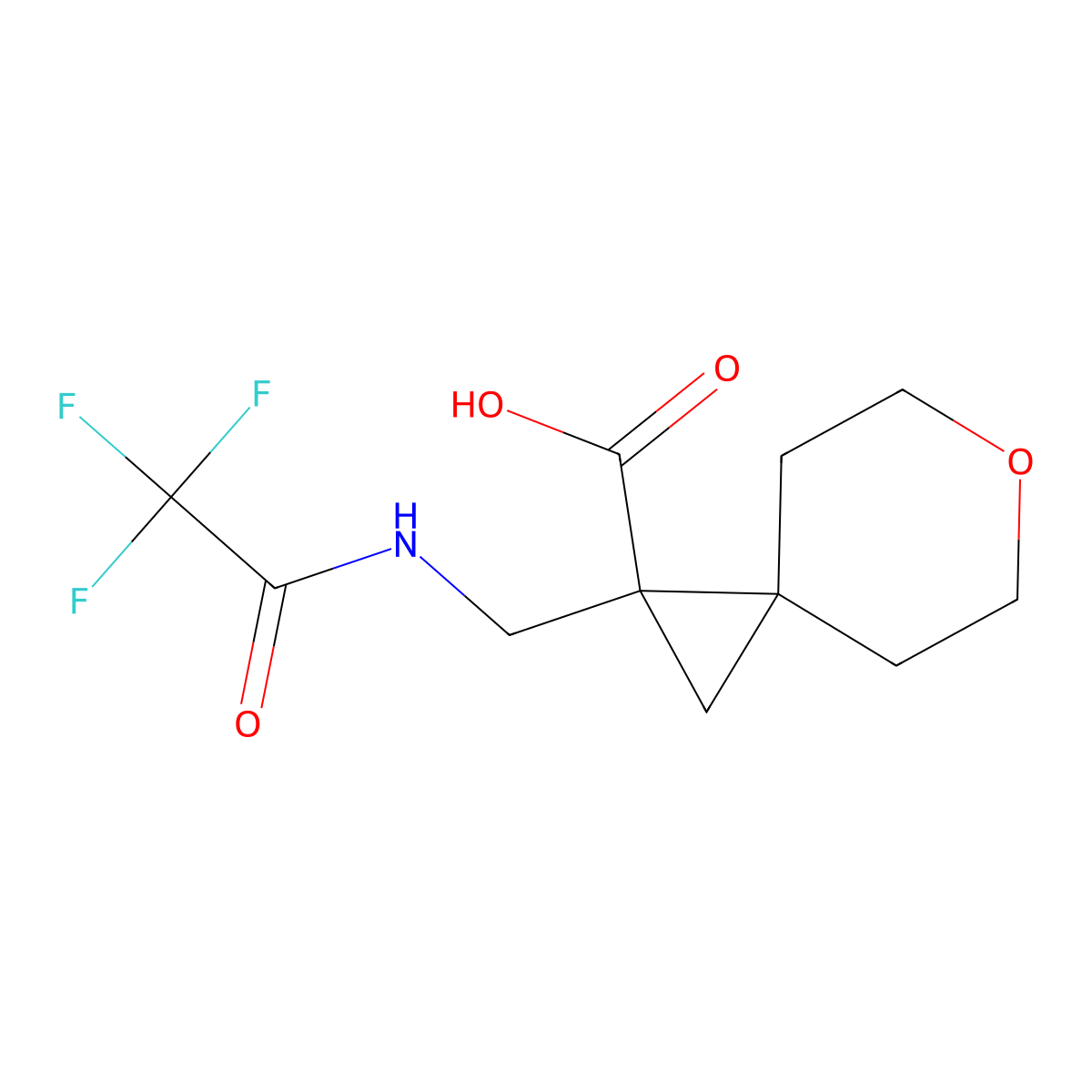 1-[(2,2,2-Trifluoroacetamido)methyl]-6-oxaspiro[2.5]octane-1-carboxylic acid molecular structure, CAS 2680826-59-7