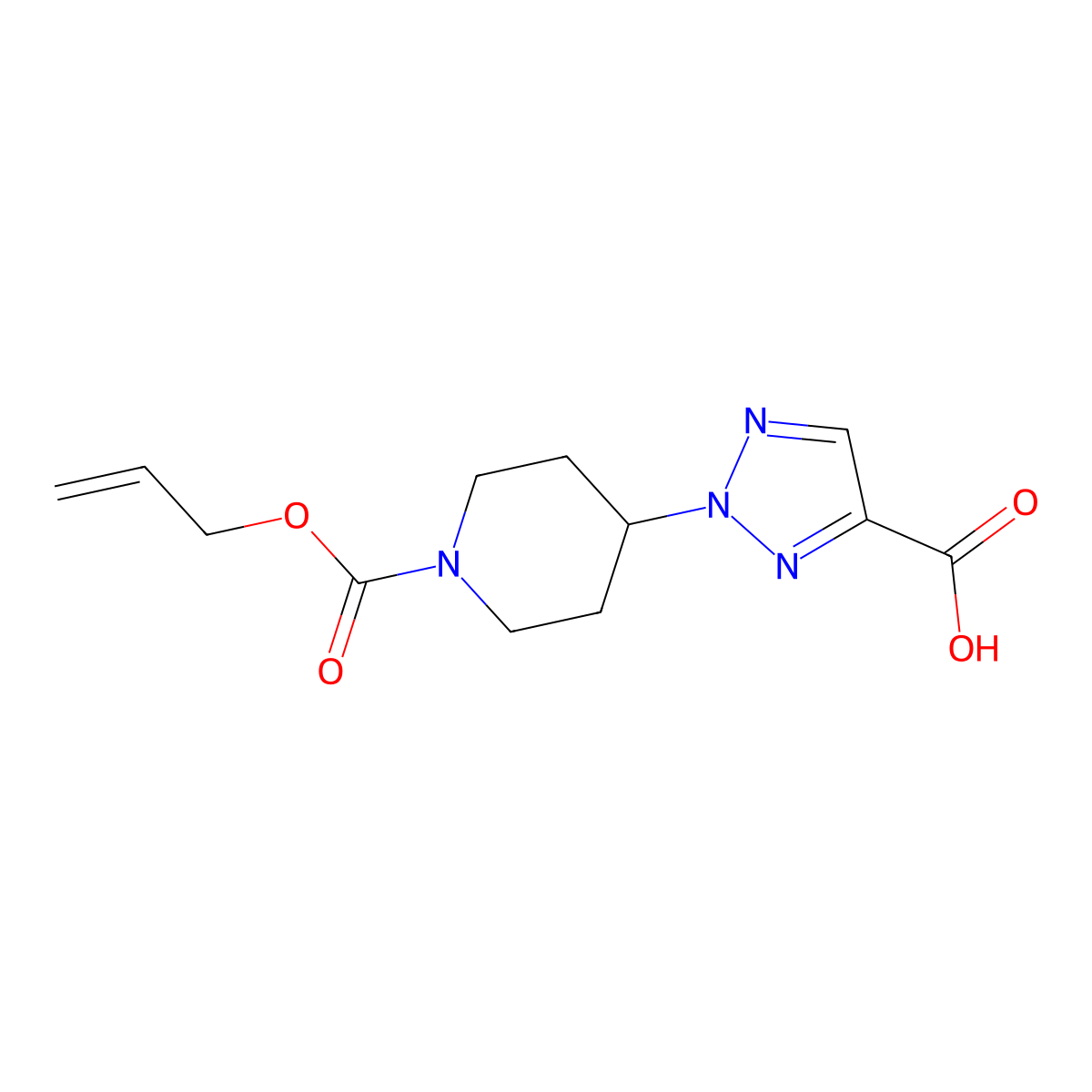2-{1-[(prop-2-en-1-yloxy)carbonyl]piperidin-4-yl}-2H-1,2,3-triazole-4-carboxylic acid molecular structure, CAS 2680826-62-2