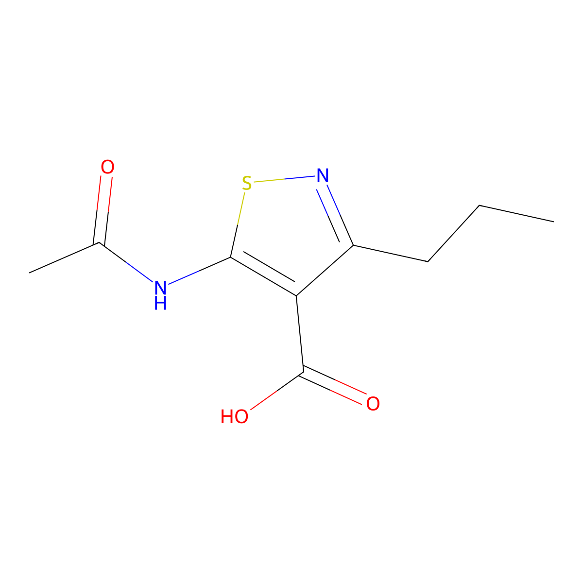 5-Acetamido-3-propyl-1,2-thiazole-4-carboxylic acid molecular structure, CAS 2680826-64-4