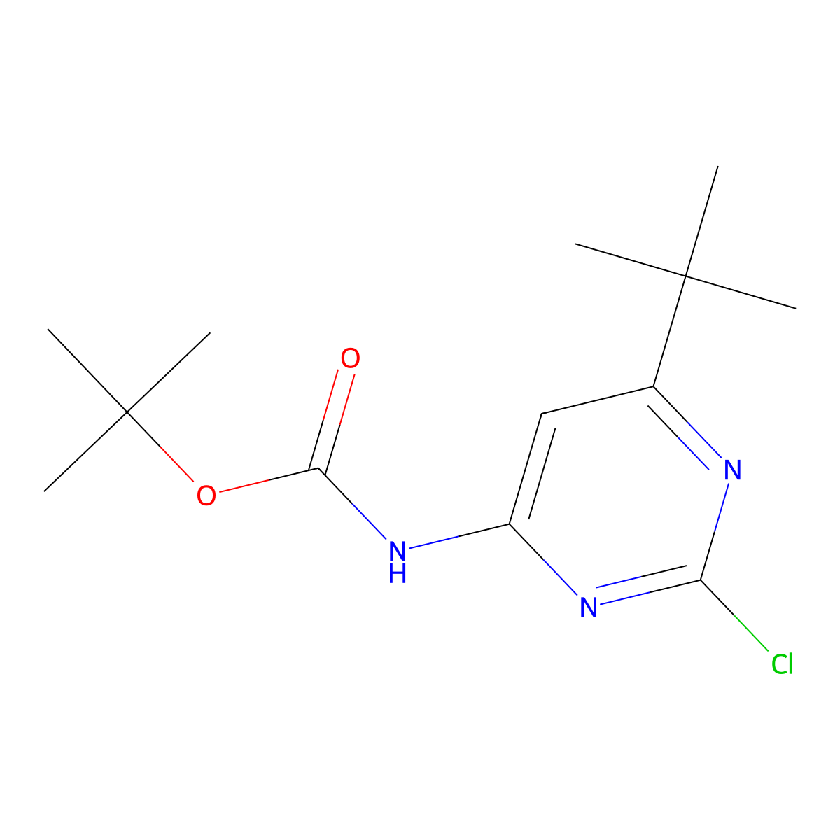 tert-butyl N-(6-tert-butyl-2-chloropyrimidin-4-yl)carbamate molecular structure, CAS 2680826-68-8