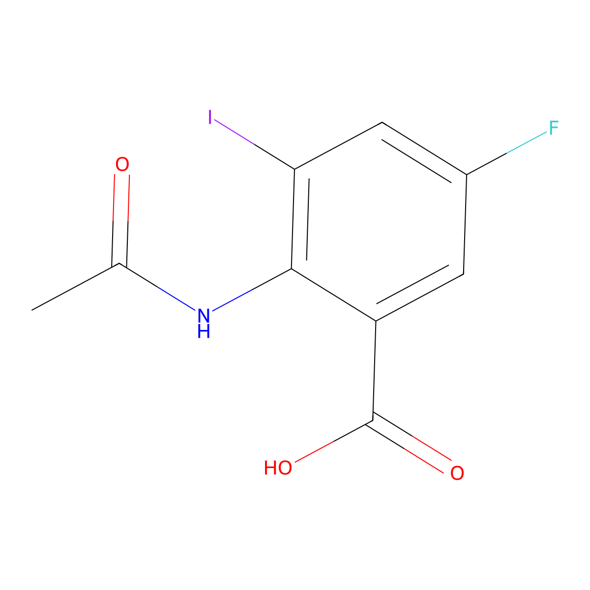 2-Acetamido-5-fluoro-3-iodobenzoic acid molecular structure, CAS 2680826-69-9