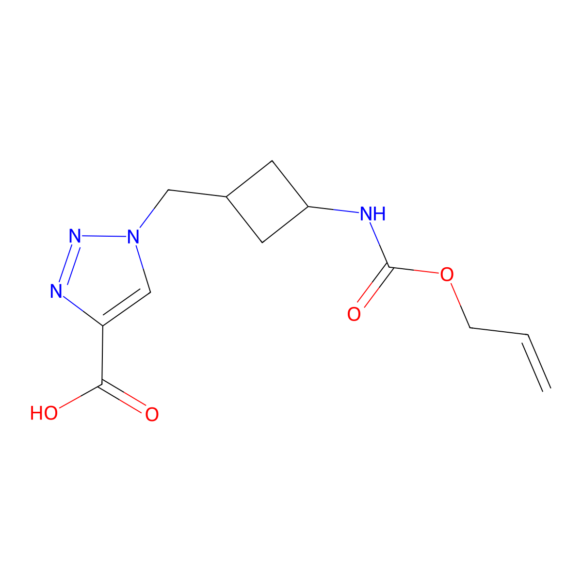 1-[(3-{[(prop-2-en-1-yloxy)carbonyl]amino}cyclobutyl)methyl]-1H-1,2,3-triazole-4-carboxylic acid molecular structure, CAS 2680826-70-2
