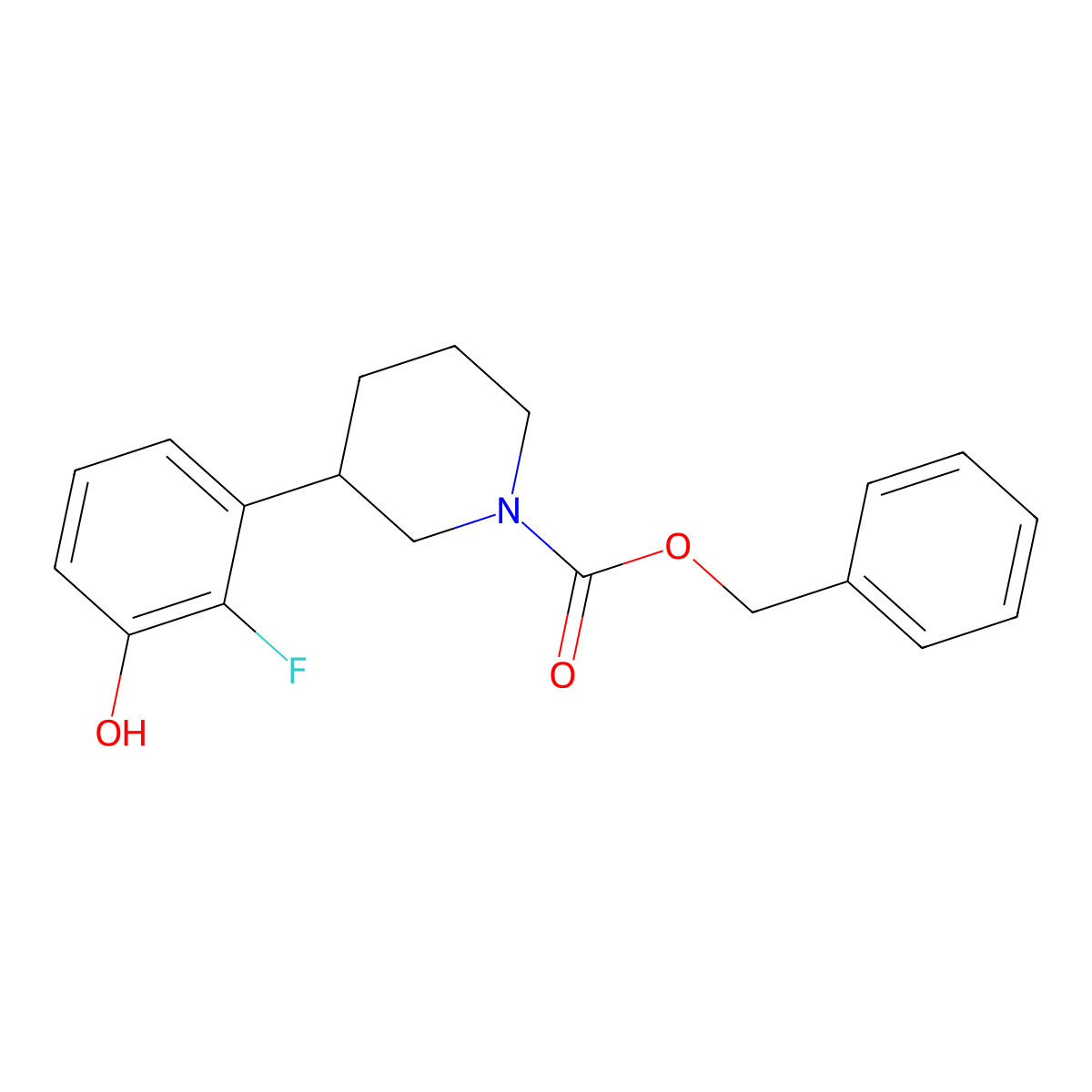 Benzyl 3-(2-fluoro-3-hydroxyphenyl)piperidine-1-carboxylate molecular structure, CAS 2680826-74-6