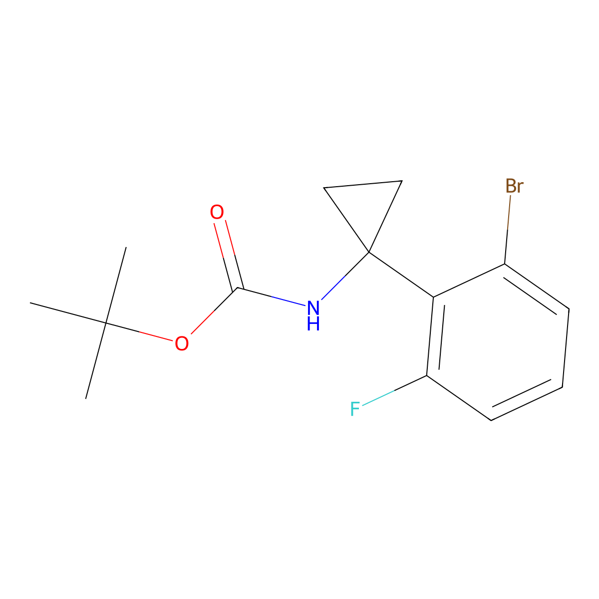 tert-butyl N-[1-(2-bromo-6-fluorophenyl)cyclopropyl]carbamate molecular structure, CAS 2680826-77-9