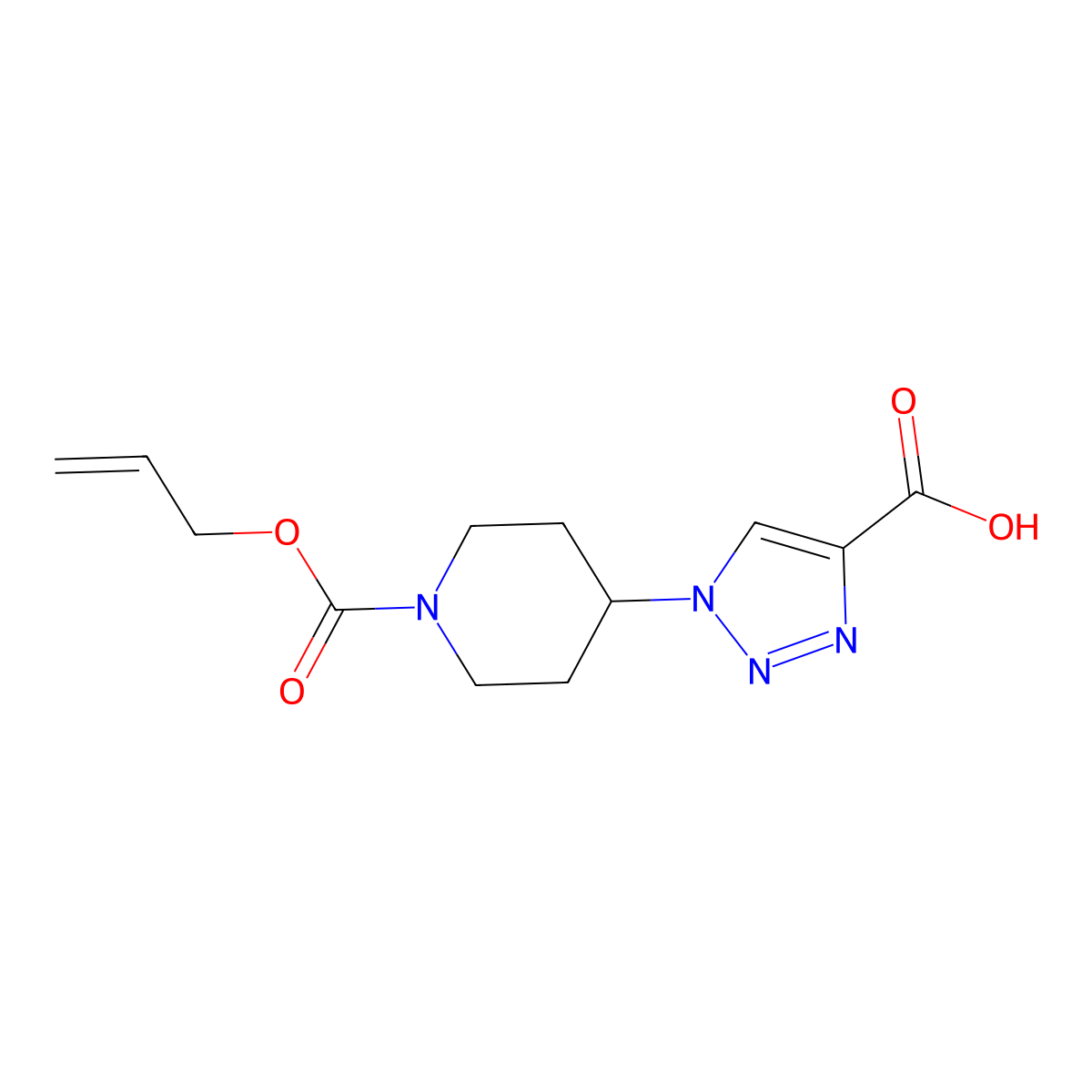 1-{1-[(prop-2-en-1-yloxy)carbonyl]piperidin-4-yl}-1H-1,2,3-triazole-4-carboxylic acid molecular structure, CAS 2680826-78-0