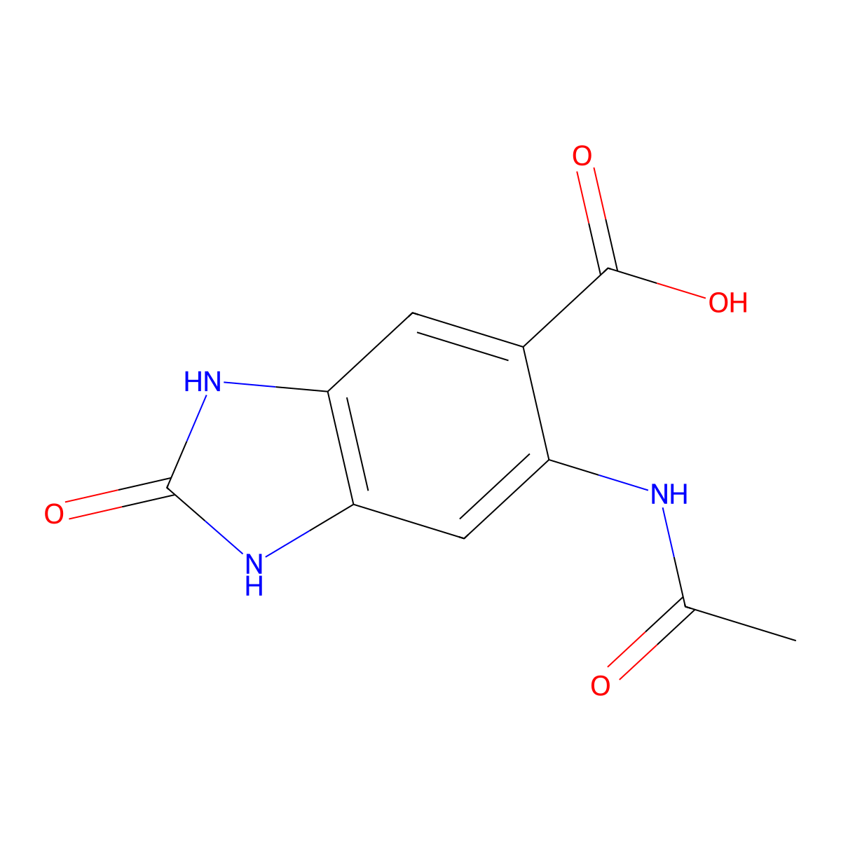 6-acetamido-2-oxo-2,3-dihydro-1H-1,3-benzodiazole-5-carboxylic acid molecular structure, CAS 2680826-80-4
