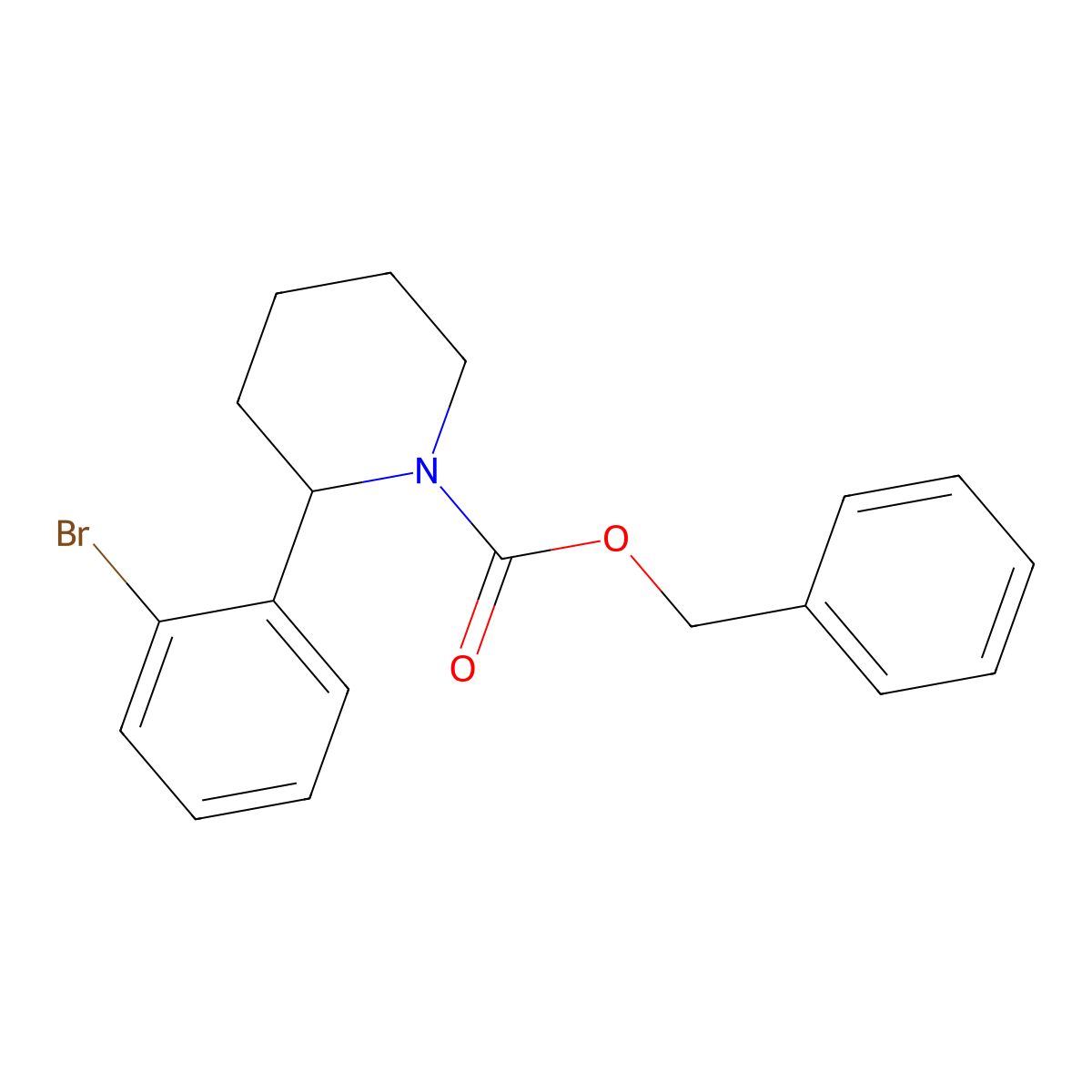 Benzyl 2-(2-bromophenyl)piperidine-1-carboxylate molecular structure, CAS 2680826-87-1