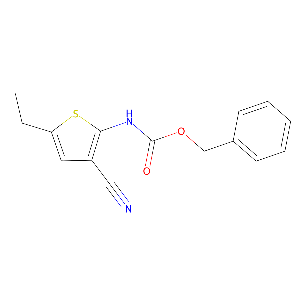 benzyl N-(3-cyano-5-ethylthiophen-2-yl)carbamate molecular structure, CAS 2680826-96-2