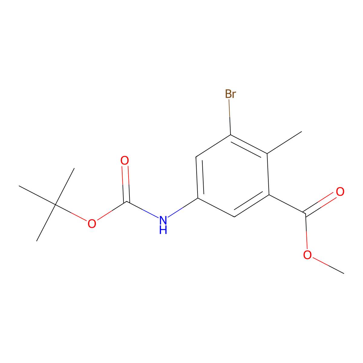 Methyl 3-bromo-5-{[(tert-butoxy)carbonyl]amino}-2-methylbenzoate molecular structure, CAS 2680826-99-5