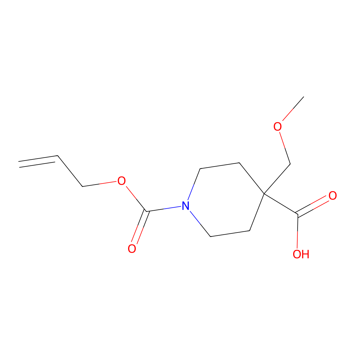 4-(Methoxymethyl)-1-[(prop-2-en-1-yloxy)carbonyl]piperidine-4-carboxylic acid molecular structure, CAS 2680827-02-3