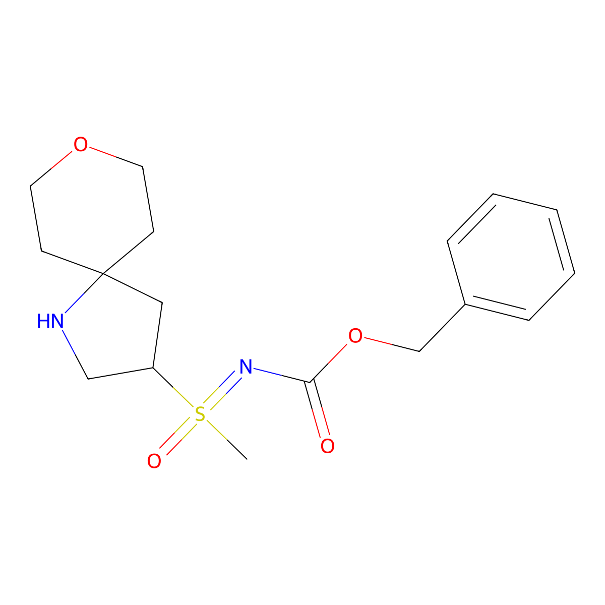 benzyl N-[methyl({8-oxa-1-azaspiro[4.5]decan-3-yl})oxo-lambda6-sulfanylidene]carbamate molecular structure, CAS 2680827-03-4