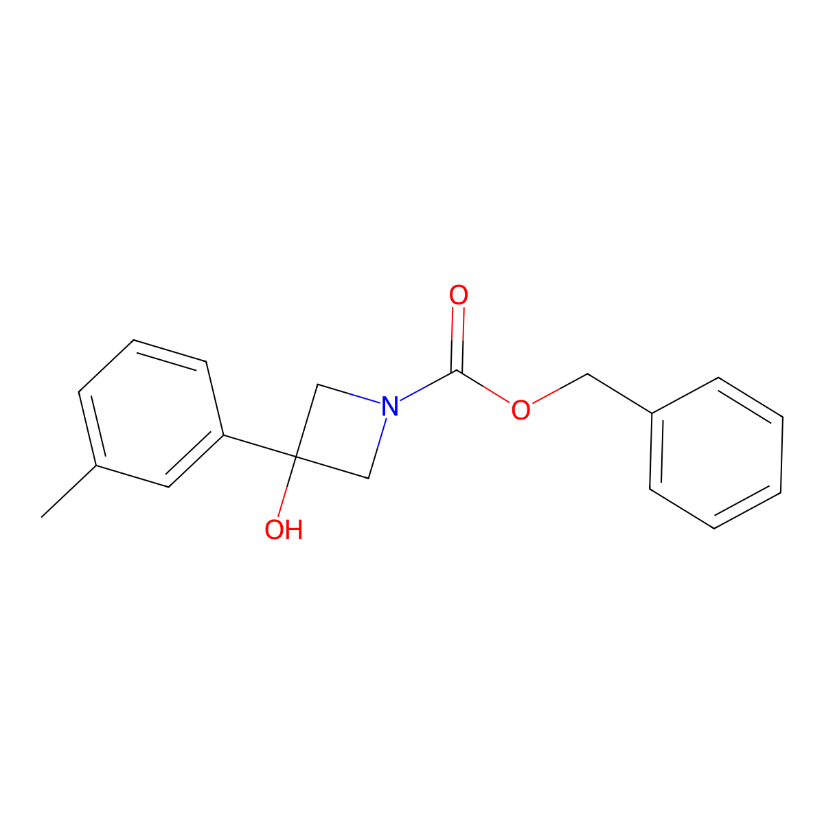 Benzyl 3-hydroxy-3-(3-methylphenyl)azetidine-1-carboxylate molecular structure, CAS 2680827-16-9