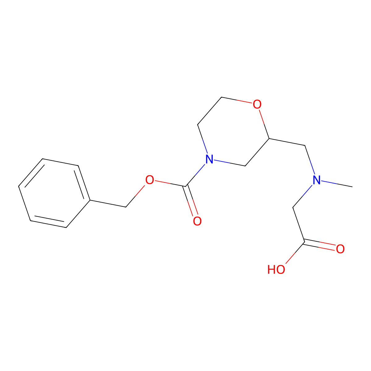 2-[({4-[(Benzyloxy)carbonyl]morpholin-2-yl}methyl)(methyl)amino]acetic acid molecular structure, CAS 2680827-17-0