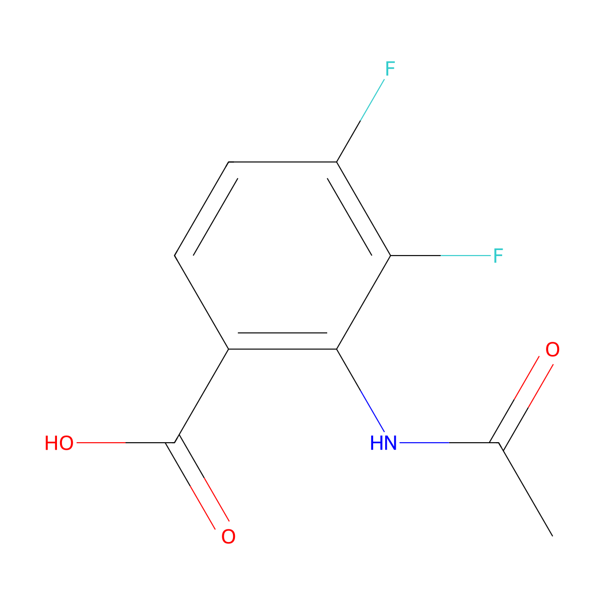 2-Acetamido-3,4-difluorobenzoic acid molecular structure, CAS 2680827-18-1
