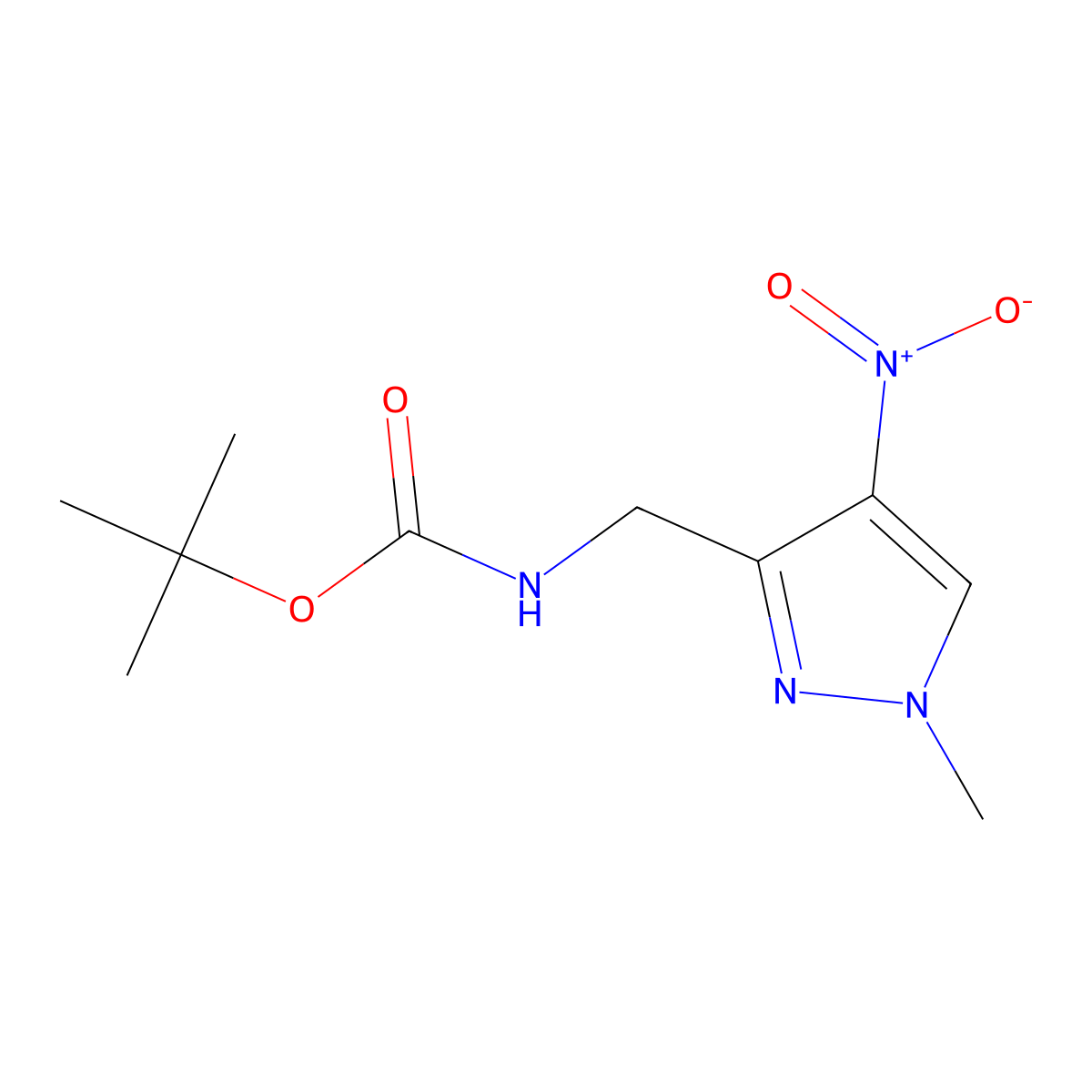 tert-butyl N-[(1-methyl-4-nitro-1H-pyrazol-3-yl)methyl]carbamate molecular structure, CAS 2680827-22-7