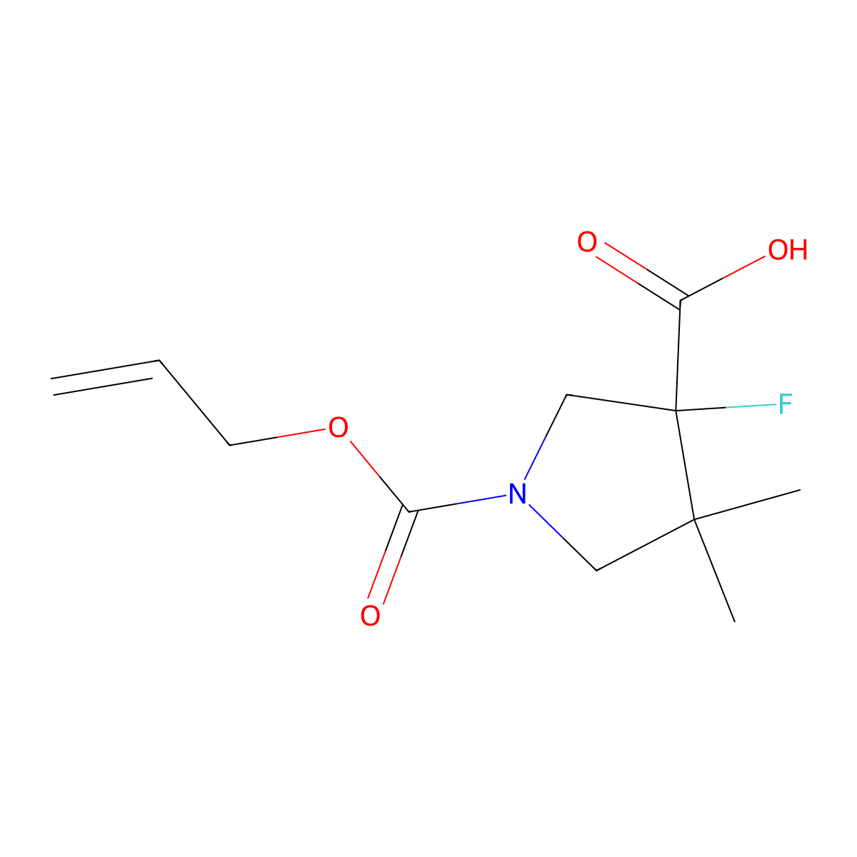 3-Fluoro-4,4-dimethyl-1-[(prop-2-en-1-yloxy)carbonyl]pyrrolidine-3-carboxylic acid molecular structure, CAS 2680827-25-0