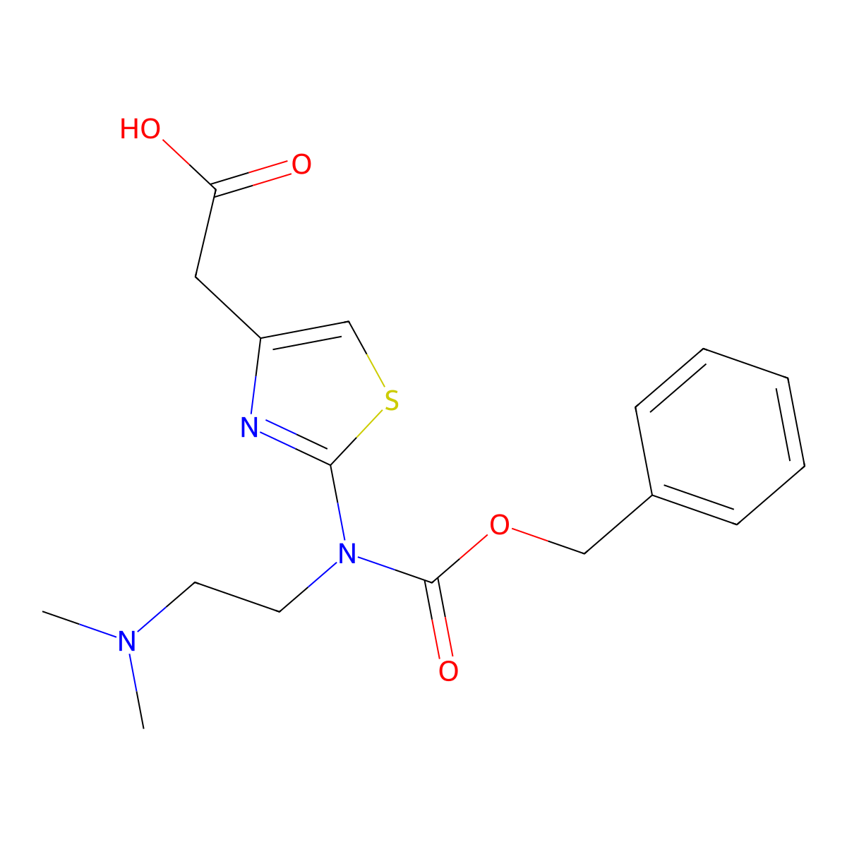 2-(2-{[(Benzyloxy)carbonyl][2-(dimethylamino)ethyl]amino}-1,3-thiazol-4-yl)acetic acid molecular structure, CAS 2680827-37-4
