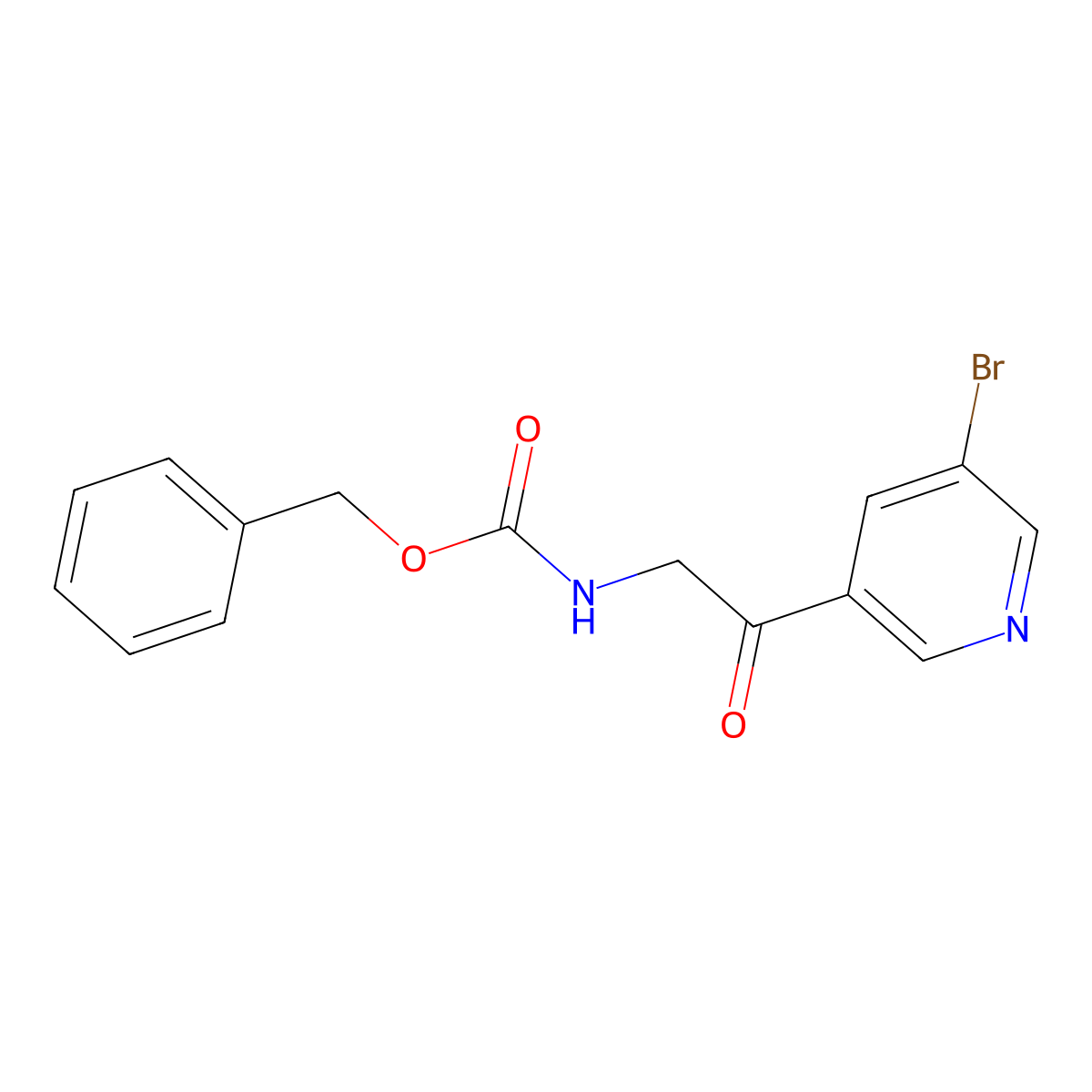 benzyl N-[2-(5-bromopyridin-3-yl)-2-oxoethyl]carbamate molecular structure, CAS 2680827-40-9