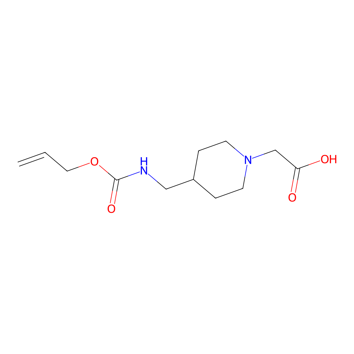 2-[4-({[(Prop-2-en-1-yloxy)carbonyl]amino}methyl)piperidin-1-yl]acetic acid molecular structure, CAS 2680827-41-0