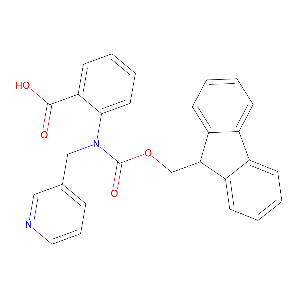 2-({[(9H-fluoren-9-yl)methoxy]carbonyl}[(pyridin-3-yl)methyl]amino)benzoic acid molecular structure, CAS 2680827-45-4