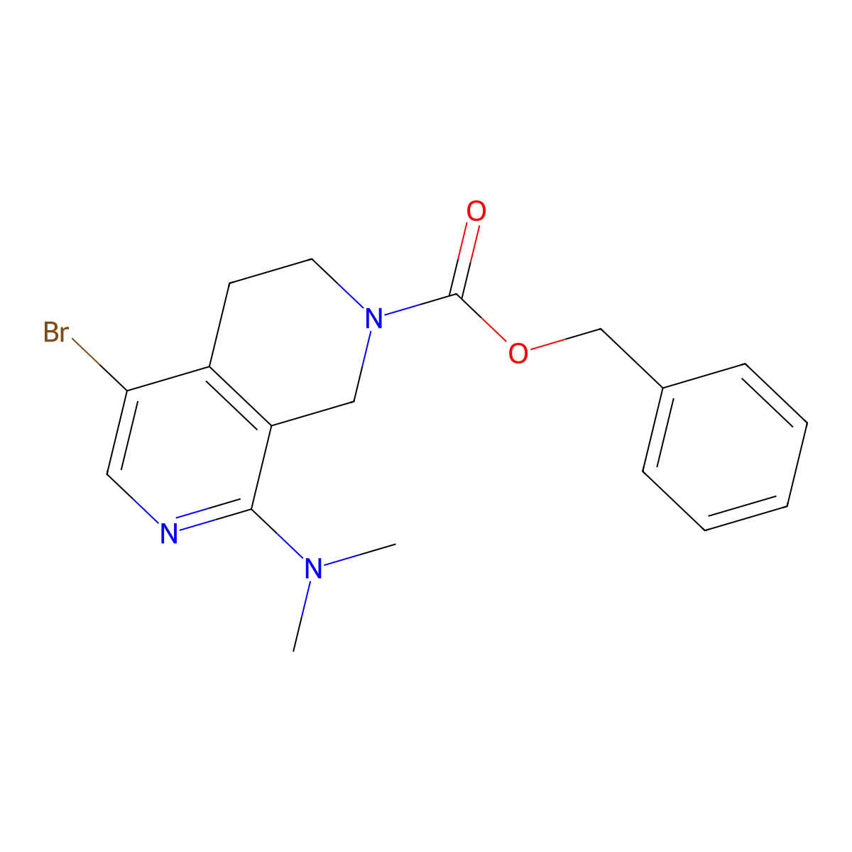 Benzyl 5-bromo-8-(dimethylamino)-1,2,3,4-tetrahydro-2,7-naphthyridine-2-carboxylate molecular structure, CAS 2680827-58-9
