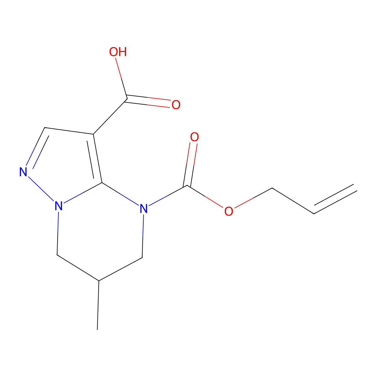 6-methyl-4-[(prop-2-en-1-yloxy)carbonyl]-4H,5H,6H,7H-pyrazolo[1,5-a]pyrimidine-3-carboxylic acid molecular structure, CAS 2680827-65-8