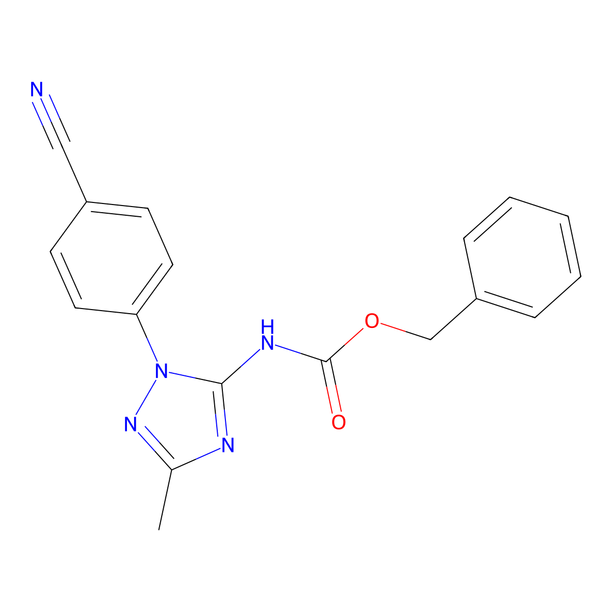 benzyl N-[1-(4-cyanophenyl)-3-methyl-1H-1,2,4-triazol-5-yl]carbamate molecular structure, CAS 2680827-68-1