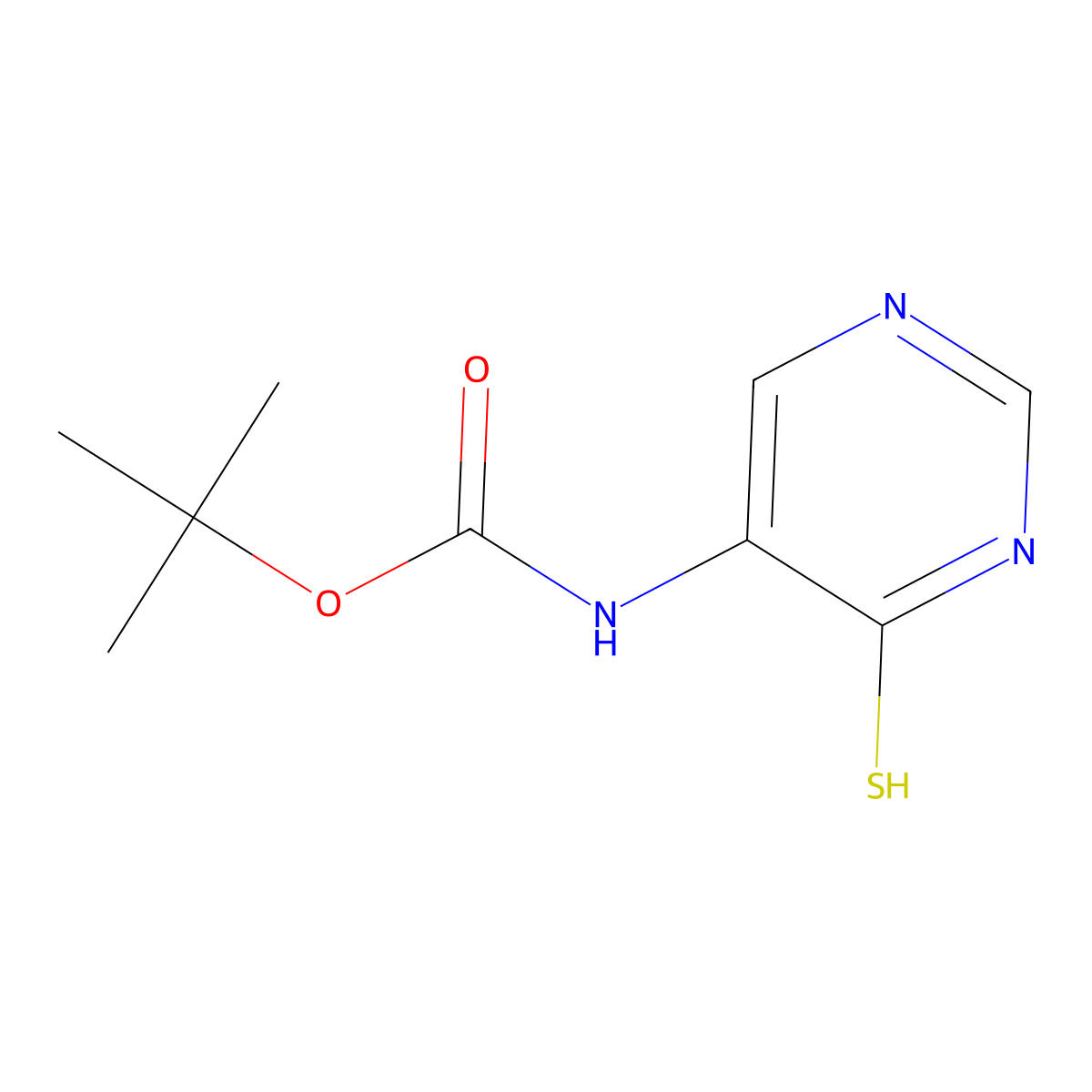 tert-butyl N-(4-sulfanylpyrimidin-5-yl)carbamate molecular structure, CAS 2680827-70-5