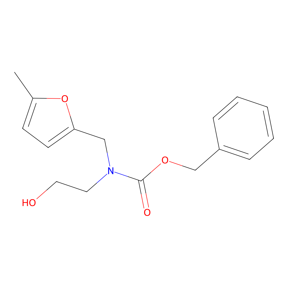 benzyl N-(2-hydroxyethyl)-N-[(5-methylfuran-2-yl)methyl]carbamate molecular structure, CAS 2680827-71-6