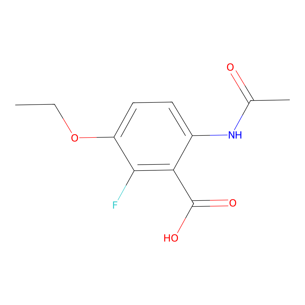 6-Acetamido-3-ethoxy-2-fluorobenzoic acid molecular structure, CAS 2680827-72-7