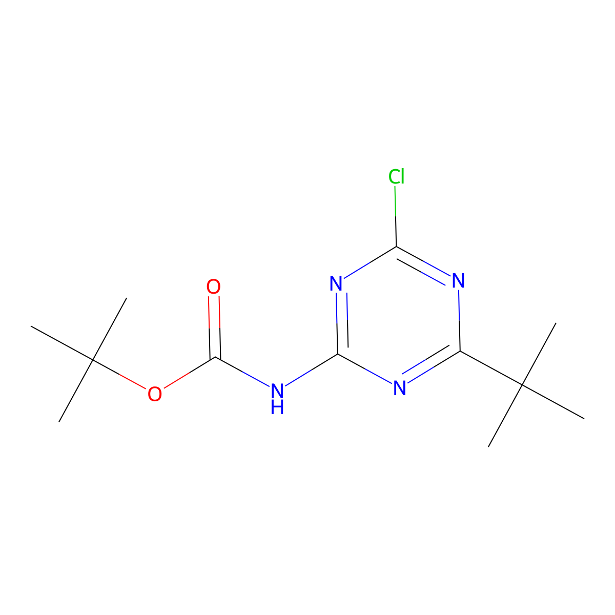 tert-butyl N-(4-tert-butyl-6-chloro-1,3,5-triazin-2-yl)carbamate molecular structure, CAS 2680827-75-0