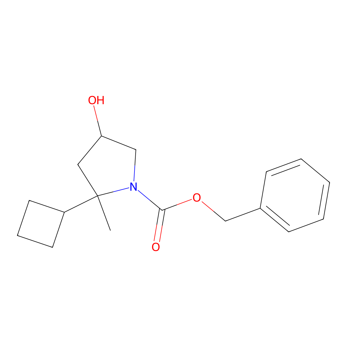 Benzyl 2-cyclobutyl-4-hydroxy-2-methylpyrrolidine-1-carboxylate molecular structure, CAS 2680827-76-1