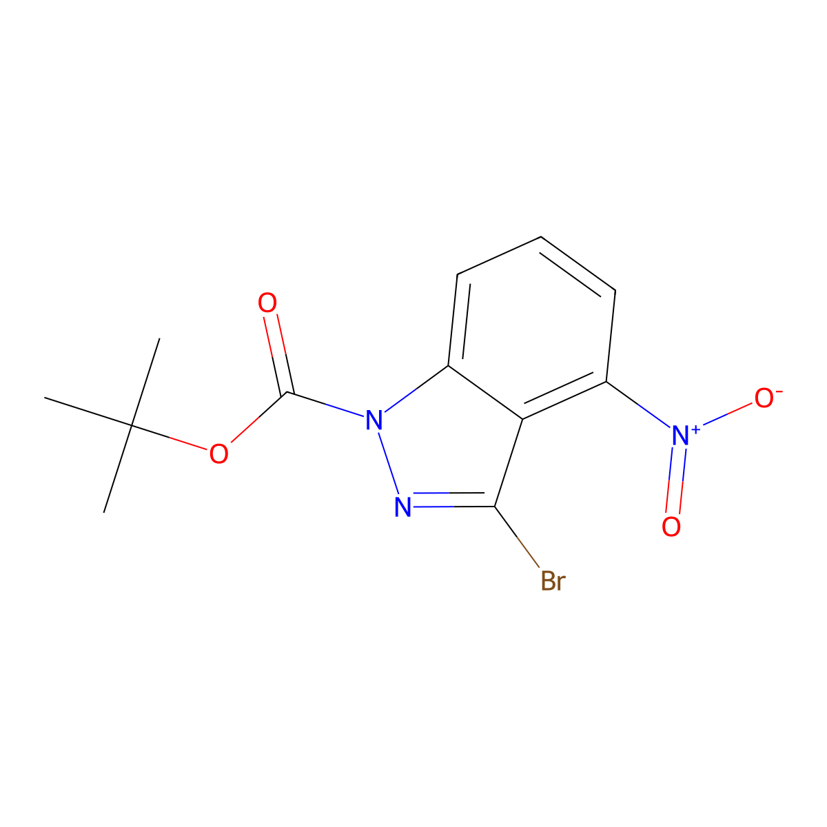 tert-butyl 3-bromo-4-nitro-1H-indazole-1-carboxylate molecular structure, CAS 2680827-77-2