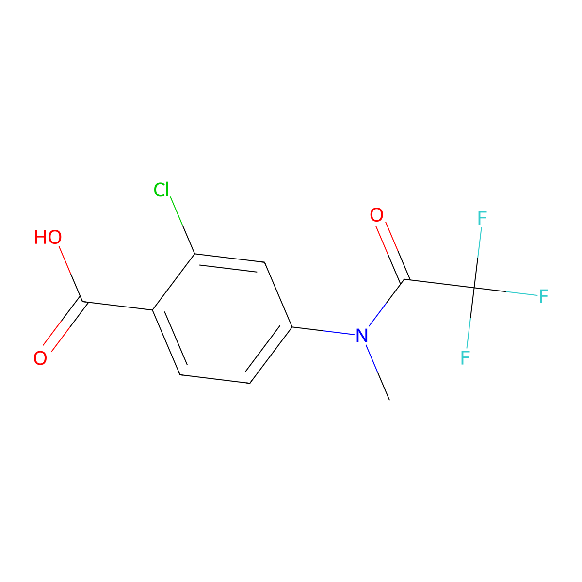 2-chloro-4-(2,2,2-trifluoro-N-methylacetamido)benzoic acid molecular structure, CAS 2680827-78-3