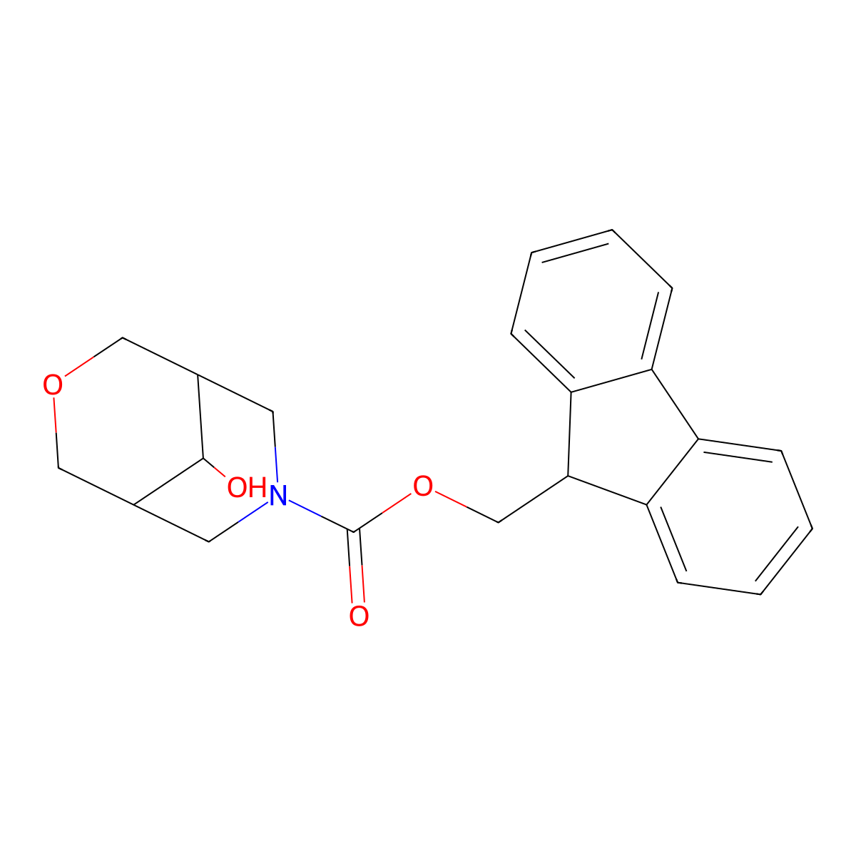 (9H-fluoren-9-yl)methyl 9-hydroxy-3-oxa-7-azabicyclo[3.3.1]nonane-7-carboxylate molecular structure, CAS 2680827-81-8