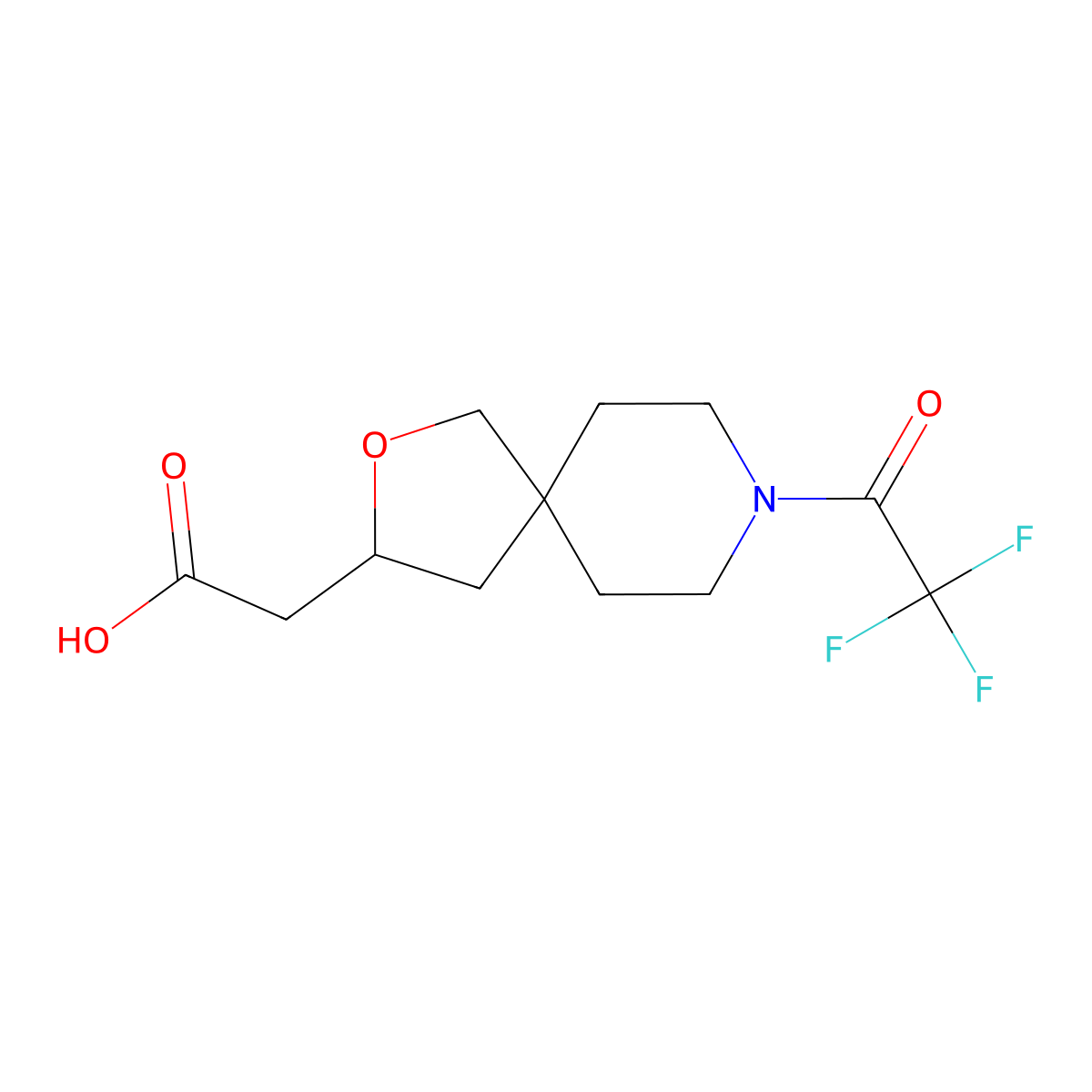2-[8-(2,2,2-Trifluoroacetyl)-2-oxa-8-azaspiro[4.5]decan-3-yl]acetic acid molecular structure, CAS 2680827-84-1
