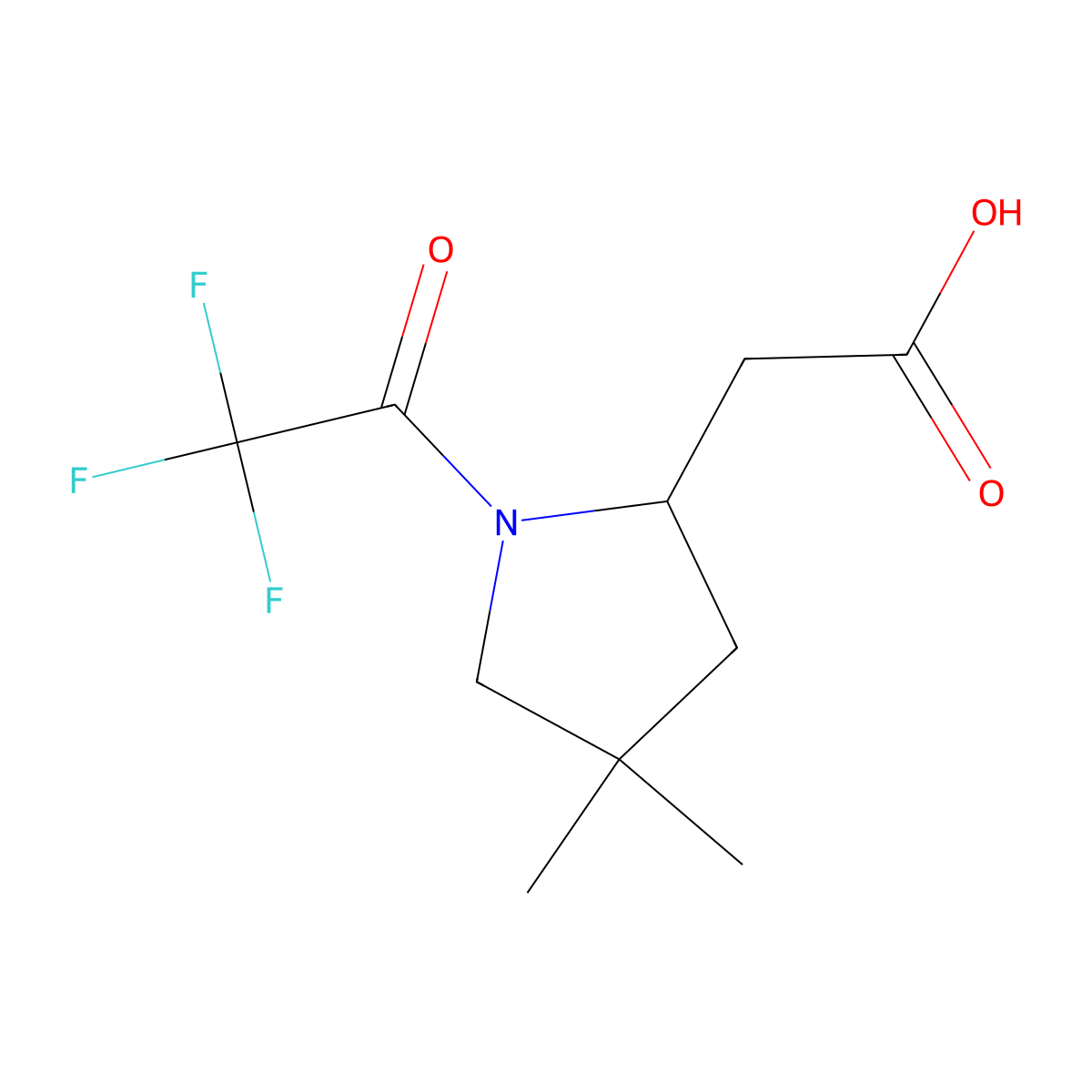 2-[4,4-Dimethyl-1-(trifluoroacetyl)pyrrolidin-2-yl]acetic acid molecular structure, CAS 2680827-86-3