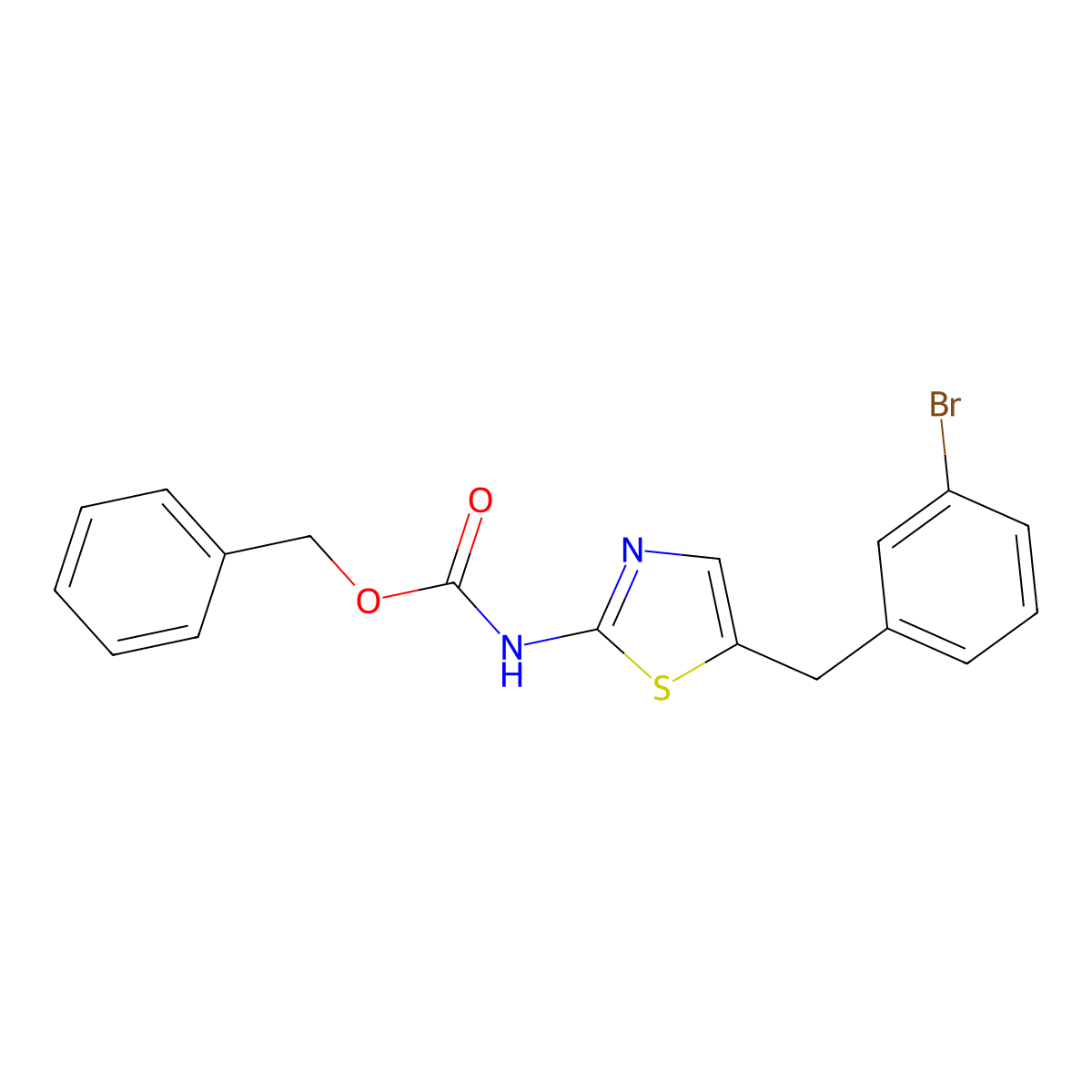 benzyl N-{5-[(3-bromophenyl)methyl]-1,3-thiazol-2-yl}carbamate molecular structure, CAS 2680827-95-4