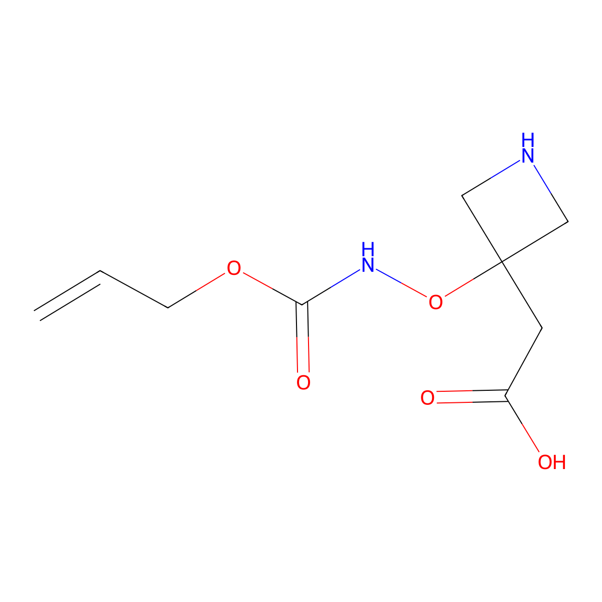 2-[3-({[(Prop-2-en-1-yloxy)carbonyl]amino}oxy)azetidin-3-yl]acetic acid molecular structure, CAS 2680827-96-5