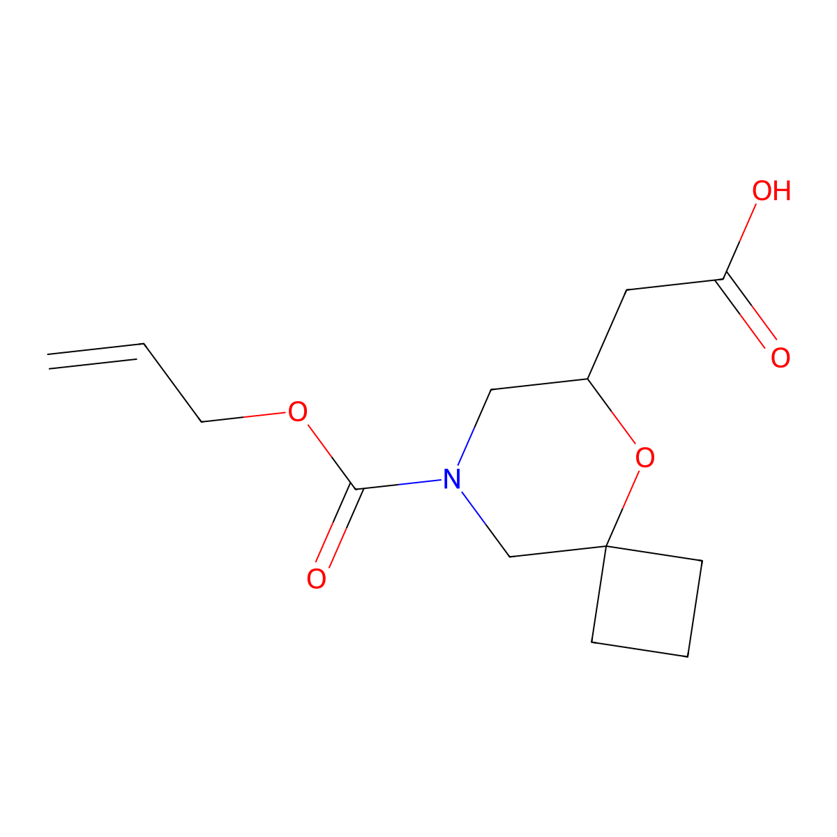 2-{8-[(Prop-2-en-1-yloxy)carbonyl]-5-oxa-8-azaspiro[3.5]nonan-6-yl}acetic acid molecular structure, CAS 2680827-99-8