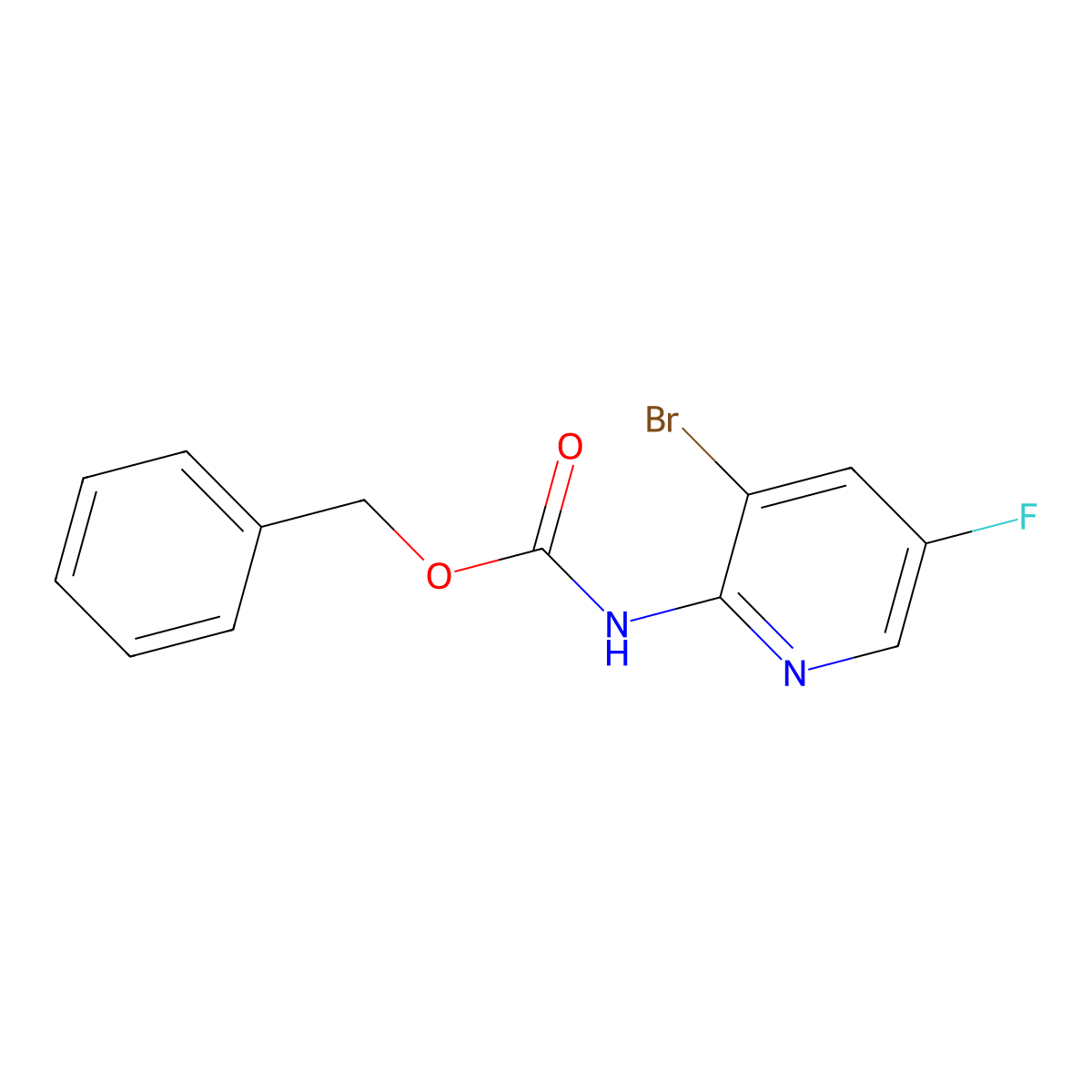 benzyl N-(3-bromo-5-fluoropyridin-2-yl)carbamate molecular structure, CAS 2680828-14-0