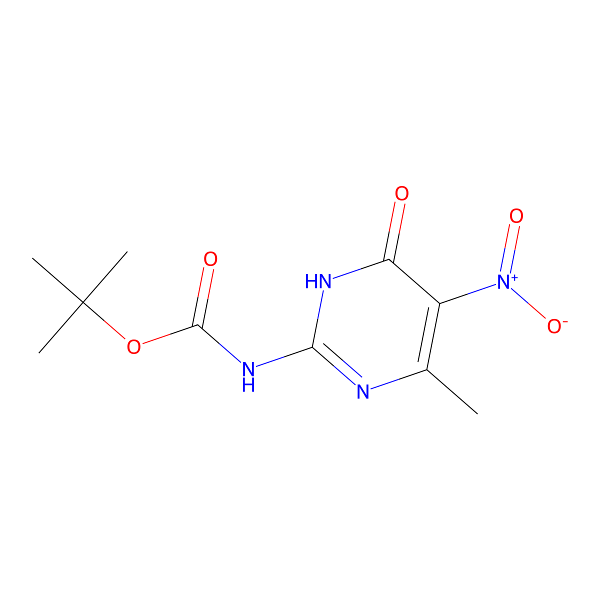 tert-butyl N-(4-methyl-5-nitro-6-oxo-1,6-dihydropyrimidin-2-yl)carbamate molecular structure, CAS 2680828-16-2