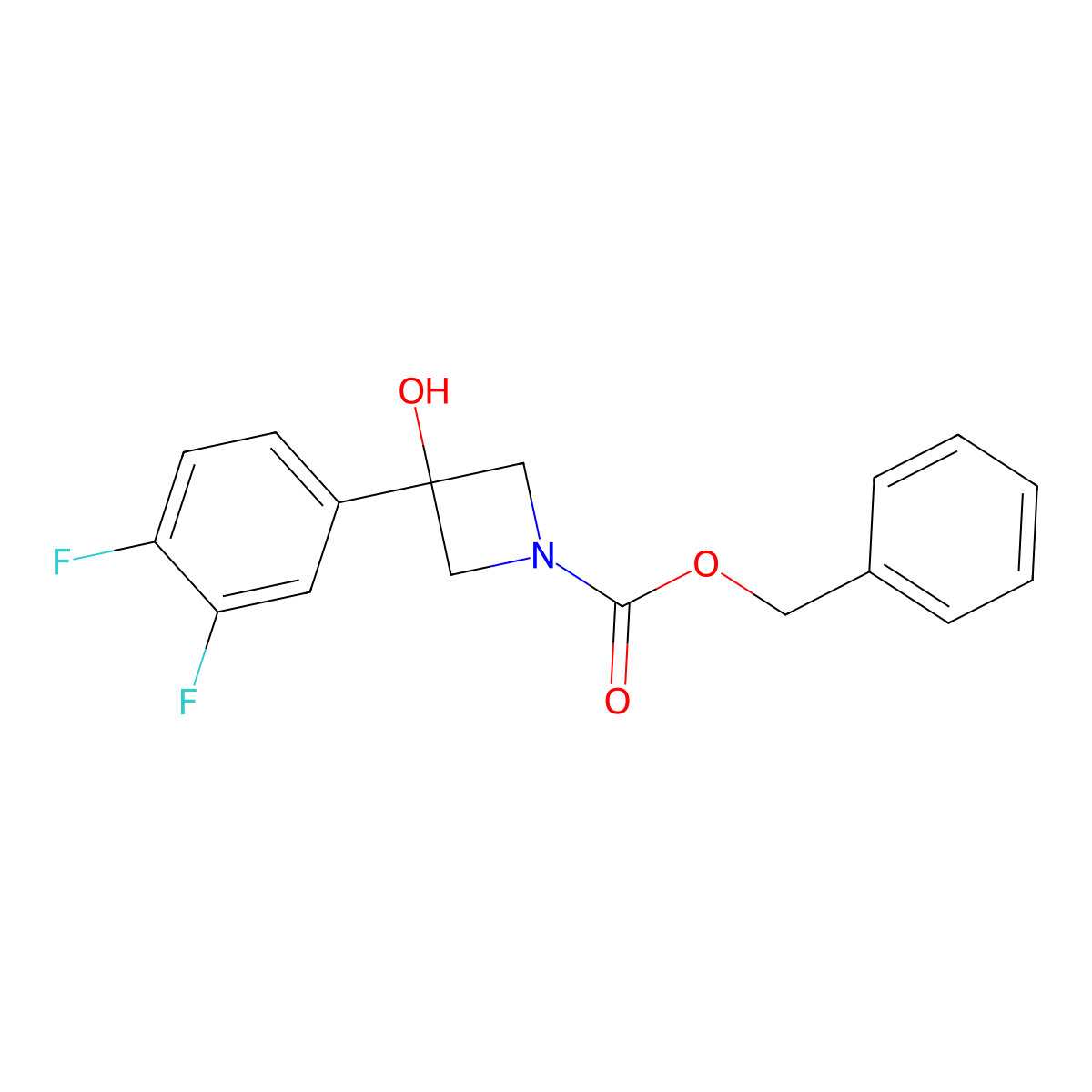 Benzyl 3-(3,4-difluorophenyl)-3-hydroxyazetidine-1-carboxylate molecular structure, CAS 2680828-22-0